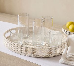 Bandeja de Servir Ovalada Grande de Ratán Blanco con Asas, Plato Decorativo Tejido para Comida, Tabla de Charcutería para Mesa de Cocina o Café - Product Image 2