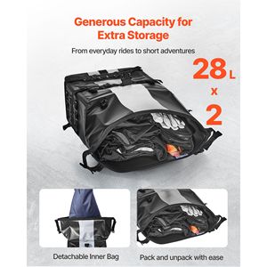 Borsa Laterale Impermeabile in ABS da 56L per Moto - 28L X 2 - Compatibile con la Maggior Parte dei Modelli - Product Image 3