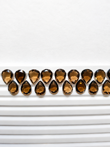 Quartz fumé naturel, pierre précieuse en vrac, taille poire, tailles variées, pierre facettée pour la fabrication de bagues, boucles d'oreilles et bracelets - Product Image 1