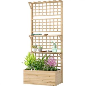 Jardinera Elevada Natural y Soporte para Plantas, Caja para Macetas, Cercado y Enrejado para Exteriores - Product Image 5