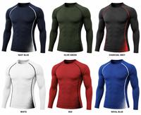 Rashguard pour homme à manches longues, col rond, écologique, anti-UV, séchage rapide, respirant, en spandex, noir avec dégradé turquoise