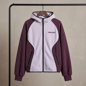 Ensemble de survêtement en polaire pour femme, couleur violette, veste zippée, pantalon de jogging à jambes larges, streetwear, vêtements de sport décontractés, vêtements personnalisés - Product Image 3