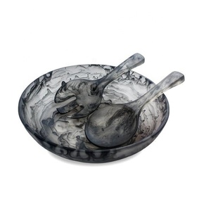 Bol de service en résine écologique de qualité alimentaire, fait main, effet marbre poli, couleur personnalisée, finition artistique durable - Product Image 4