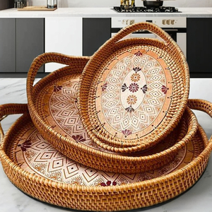 ถาดใส่กาแฟหวายแบบฝังม็อบสุดสร้างสรรค์สุดสร้างสรรค์สีสันสดใสสำหรับจัดบ้านห้องครัวคุณภาพสูงจากพระเจ้าสง่างามในต่างประเทศ - Product Image 5