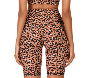 Promotion : Pantalon taille haute croisé en polyester/coton pour femme, grande taille, longueur cuisse, avec poches latérales fines et motif respirant - Product Image 3