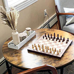 Juego de 2 bandejas rectangulares rústicas de madera de pino, bandejas de madera con asas de metal para mesa de centro, comedor y decoración de oficina - Product Image 6