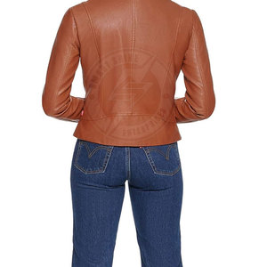 Hot Selling OEM Service Wholesale <b>Women</b> Leather <b>Jacket</b> New Fashion Windproof Breathable Leather <b>Jacket</b> - Product Image 4