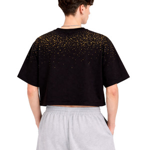เสื้อยืดผู้ชายทรงบ็อกซี่ ประดับเพชรเต็มตัว หรูหรา แขนสั้น ผ้าคอตตอนหนา 260GSM สั่งทำได้ เสื้อผ้าสตรีทแวร์ ขายส่งจำนวนมาก - Product Image 5