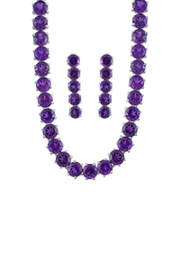 Conjunto de Collar de Amatista en Plata de Ley 92.5 KLSS-40237 - Product Image 3