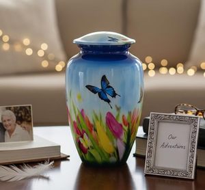 Classic Inspired Aluminum <b>Keepsake</b> Cremation Urn <b>Memorial</b> Tribute Holder Designed With Durable Lid And Fine Detailing - Product Image 1