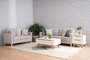 Canapé deux places moderne et minimaliste avec structure en bois massif durable et revêtement en tissu pour salon, appartement, hôtel - Product Image 5