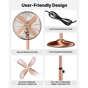 Ventilatore a piantana industriale da 16 pollici ad alta velocità, 1450 CFM, con maniglia e oscillazione a 75 gradi - Product Image 5