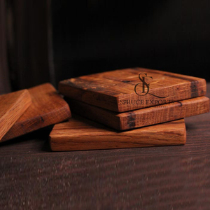 Handmade Teak Wood Coaster <b>Set</b> With Natural Rustic Grain Finish. Premium Bulk Tableware For Cafe, Home & Bar Decoration - Product Image 2