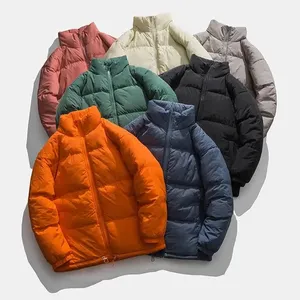Blouson d'hiver matelassé pour homme, style urbain, grande taille, avec logo personnalisé, en tissu bulle épais et chaud, coupe longue - Product Image 1