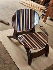 Chaise d'appoint moderne et luxueuse en bois et résine, nouveau design, fauteuil de salon à dossier incurvé pour salon et chambre d'hôtel - Vente chaude - Product Image 2