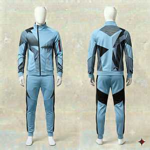 Men s Light Blue Geometric Tracksuit Set Full <b>Zip</b> Jacket <b>Jogger</b> Pants Sporty Casual Regular Fit 2 Piece Spring Wear Wholesale - Product Image 1