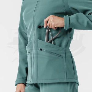 Chaqueta Médica Verde con Cierre Frontal para Mujer, 100% Algodón Tejido, Uniforme de Hospital para Personal Médico, Personalizable - Product Image 6