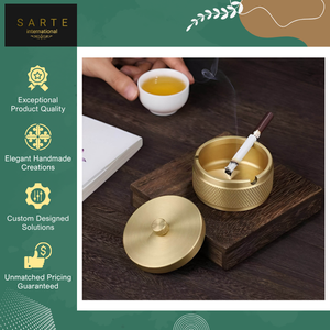 Premium Quality Bulk Supply Handmade Decorative Brass Natural Luxury Hand Carved Polished Surface <b>Table</b> Smoking Ashtray - Product Image 6