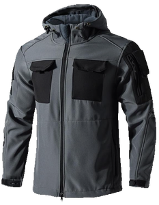 Unisex Formal Tactical Softshell Bomber <b>Jacket</b> Windproof Water Resistant <b>Fleece</b> <b>Lined</b> Multi-Pocket Hiking Outdoor OEM ODM Front - Product Image 4