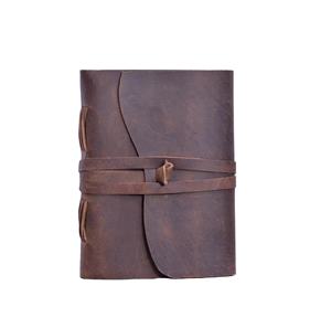 Premium Genuine Leather Journal Notebook Dark Leather Diary with Deckle Edge Handmade <b>Paper</b> and Leather Strap Lock Closure - Product Image 2