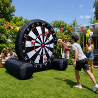 Jeu de fléchettes géant gonflable de football en tissu Oxford avec balles collantes pour fêtes de jardin, carnavals et divertissements en plein air