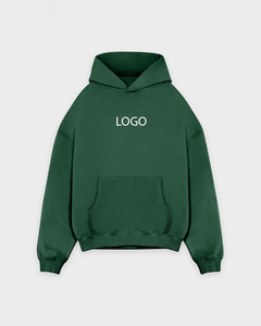 เสื้อฮู้ดดี้สีเขียวเข้มแบบสั่งทำพิเศษ เนื้อผ้าคอตตอนฟลีซ GSM สูง ทรงโอเวอร์ไซส์ รับผลิตเสื้อผ้าพร้อมโลโก้ตามสั่ง - Product Image 6