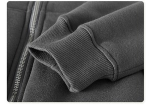 Sudadera con Capucha y Cremallera para Hombre, Talla Grande, Color Gris, 100% Algodón Felpa, Corte Regular, Estilo Casual para Otoño - Product Image 5