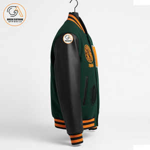 Factory Direct Custom Patchwork FAMU Hooded Breathable Eco-Friendly Winter Bomber <b>Jacket</b> Rib Trim Varsity Outerwear Vintage - Product Image 3