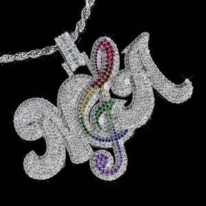 Colgante de Plata Personalizado con Inicial y Nombre, Moissanita VVS, Estilo Hip Hop, Joyería Brillante, Regalo - Product Image 3