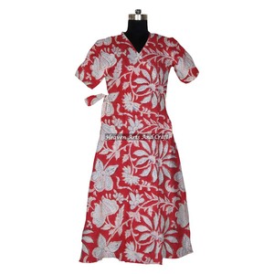 Floral Printed Indian Cotton Bathrobe Handmade <b>Maxi</b> Gown <b>Dress</b> <b>Kimono</b> Style Sleepwear Plus Size Wholesale Price - Product Image 4