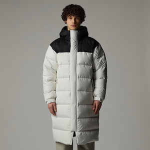 <b>Men's</b> <b>Long</b> Black and White Down <b>Coat</b> Warm Hood Trench <b>Coat</b> - Product Image 1