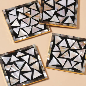 Excellent Quality Handcrafted Vintage-Inspired Mother of Pearl Inlay <b>Coasters</b> <b>For</b> <b>Drinking</b> Service MOP Mat <b>Coasters</b> Low Priced - Product Image 1