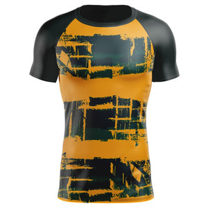 Wholesale Men Short Sleeve Compression Shirt <b>Surf</b> Wear Rashguard Bjj Custom logo Sublimation <b>Printed</b> Mma Rash Guard for Men - Product Image 4