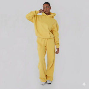 Ensemble deux pièces personnalisé pour femmes, ensemble décontracté surdimensionné à manches longues, pantalon de survêtement pour l'hiver, service OEM - Product Image 4