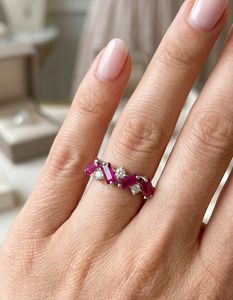 <b>Ruby</b> and Diamond Children's <b>Ring</b> with Prong Setting in 925 Sterling Silver - Product Image 3