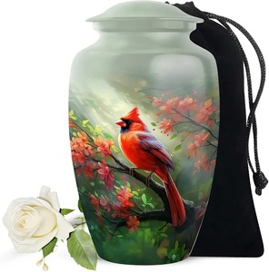 Urna Funeraria de Cerezo con Diseño de Pájaro Cardenal para Cenizas Humanas Adultas, Urna Conmemorativa de Cremación de Estilo Americano con Diseño Personalizado - Product Image 3