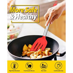 Set di 4 Utensili da Cucina in Silicone Antiaderente, Resistenti al Calore, Cucchiai Forati, Grandi Spatole Solide, Senza BPA, Accessori da Cucina - Product Image 4