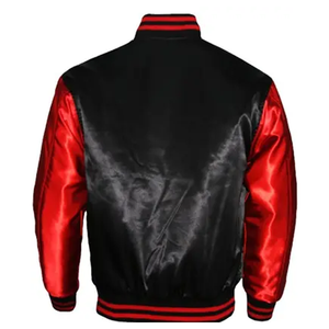 Nouvelle veste bomber universitaire en laine bleu roi et cuir noir, col montant, style universitaire, design streetwear, logo frontal - pour l'hiver - Product Image 6