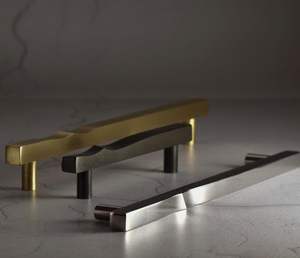 Poignée de porte en laiton doré, poignée de traction élégante, poignée en laiton ligne platine, poignée de porte arquée de luxe, poignée de traction Majesté - Product Image 1