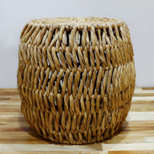 Water Hyacinth Wicker Round <b>Stool</b> Set Natural Rustic Outdoor <b>Garden</b> Furniture Durable Handmade - Product Image 4