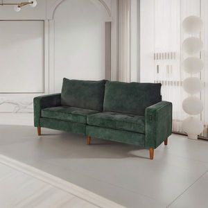 Divano Moderno in Velluto a Coste Verde, Monocolore, Multi-Persona per Soggiorno o Ufficio con Interfaccia USB Inclusa - Product Image 1