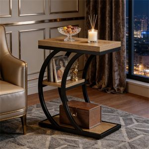 Storage Rack <b>Side</b> <b>Table</b> with Tea Coffee <b>Sofa</b> <b>Table</b> Features for Nightstands Use - Product Image 1