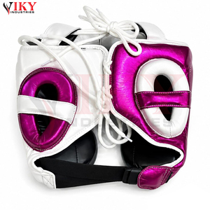 Service OEM ODM, ensembles de boxe durables avec logo personnalisé, rose et blanc métalliques, protège-tête, gants de boxe, protège-guêtres, équipement de combat professionnel - Product Image 5