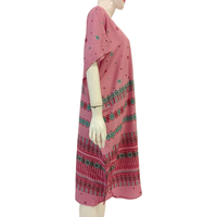 Vestido Casual Corto Tipo Kaftan para Mujer con Cintura Elástica, Largo hasta la Rodilla, Estampado Floral, para Uso Diario en Verano, Mezcla de Rayón por Chrysanta