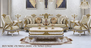 Sofá en forma de L de estilo europeo, tallado a mano, estilo Empire, con sillón para sala de estar, acabado antiguo. - Product Image 3