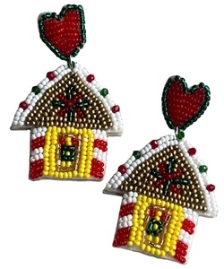 Mignon fantaisie artisanat perlé noël pain d'épice maison broderie balancent boucle d'oreille à la mode unisexe Premium choix Hiba entreprises - Product Image 2