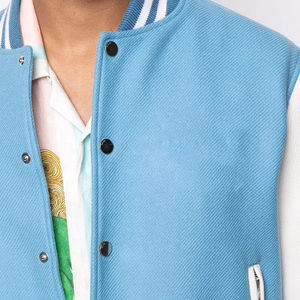 Blousons Bomber Vintage Bleus Personnalisés pour Hommes, Col Montant, Style Aviateur, Blousons de Baseball Universitaires pour la Saison Hivernale - Product Image 5