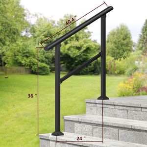 ราวจับสำหรับขึ้นบันไดกลางแจ้งแบบ 2 ชิ้น สำหรับบันได 2-3 ขั้น - Product Image 2