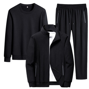Conjunto Deportivo Azul Marino para Hombre con Chaqueta con Cremallera, Sudadera de Cuello Redondo y Pantalones Deportivos, Estilo Casual de Otoño, Color Sólido - Product Image 2
