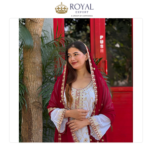 Nouvelle collection de costumes Sharara tendance en faux georgette lourd avec broderies pour mariage, en vente - Product Image 5